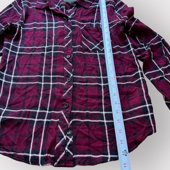 Rails Size XS Red Purple Plaid Long Sleeve Jersey Hunter Button Down Shirt Top - Picture 5 of 12